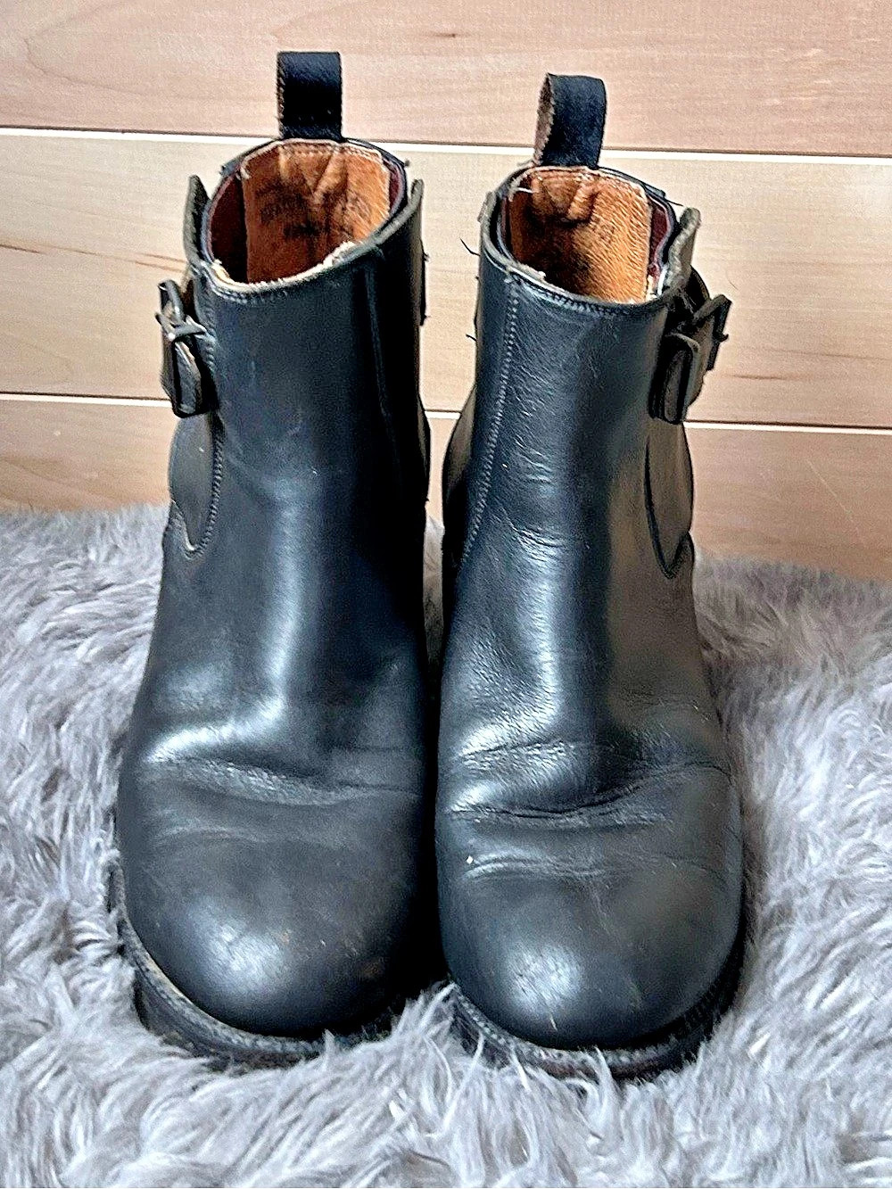 Frye Veronica Short Boot Black Leather Buckle Boots Size 91/2